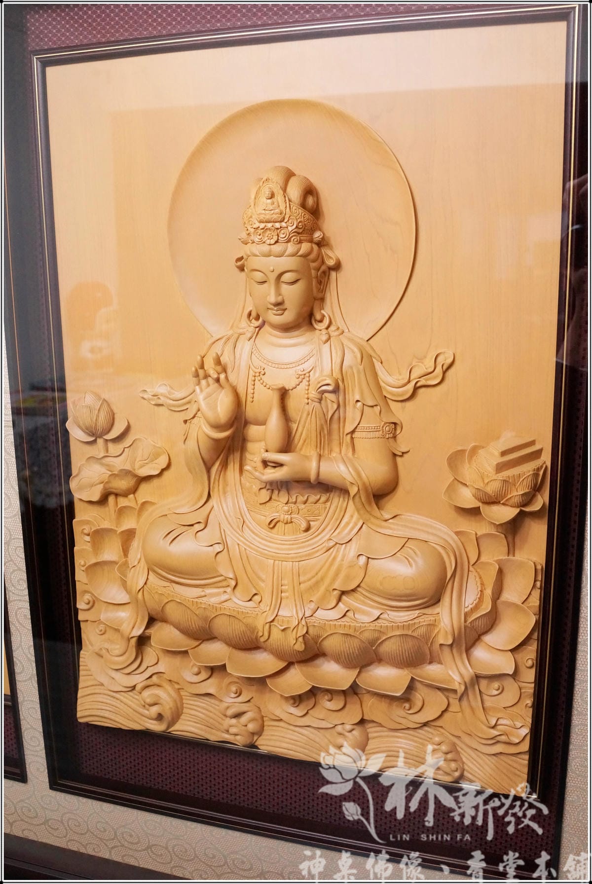 檜木雕刻,唐式全蓮觀自在 檜木雕刻,唐式全蓮觀自在