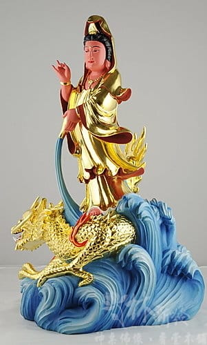 新發神藝-昇龍觀音(香樟原色．檀香金身)