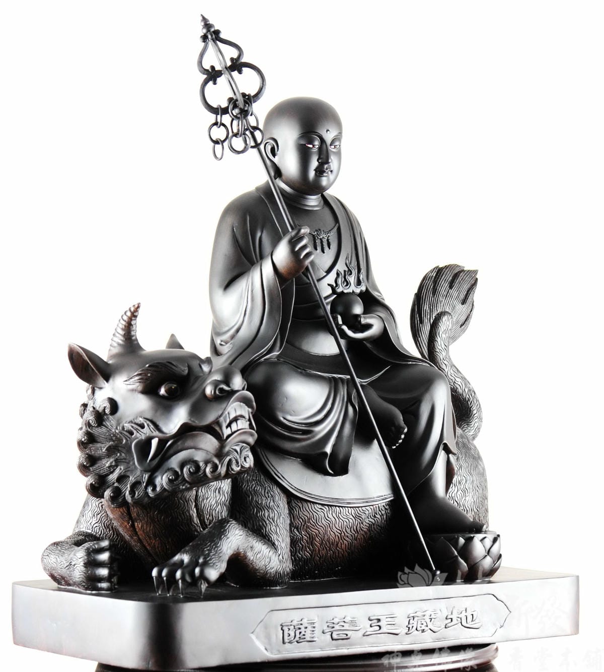新發神藝-地藏王菩薩(帶騎四爪地聽/手工五佛帽/黑檀木精雕) 新發神藝-地藏王菩薩(帶騎四爪地聽/手工五佛帽/黑檀木精雕)