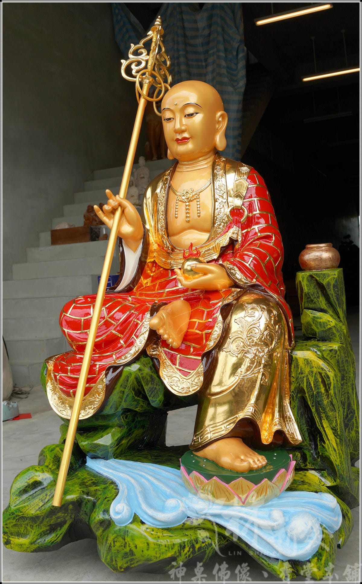 新發神藝-地藏王(山岩水景蓮花體．尺六．四尺二)