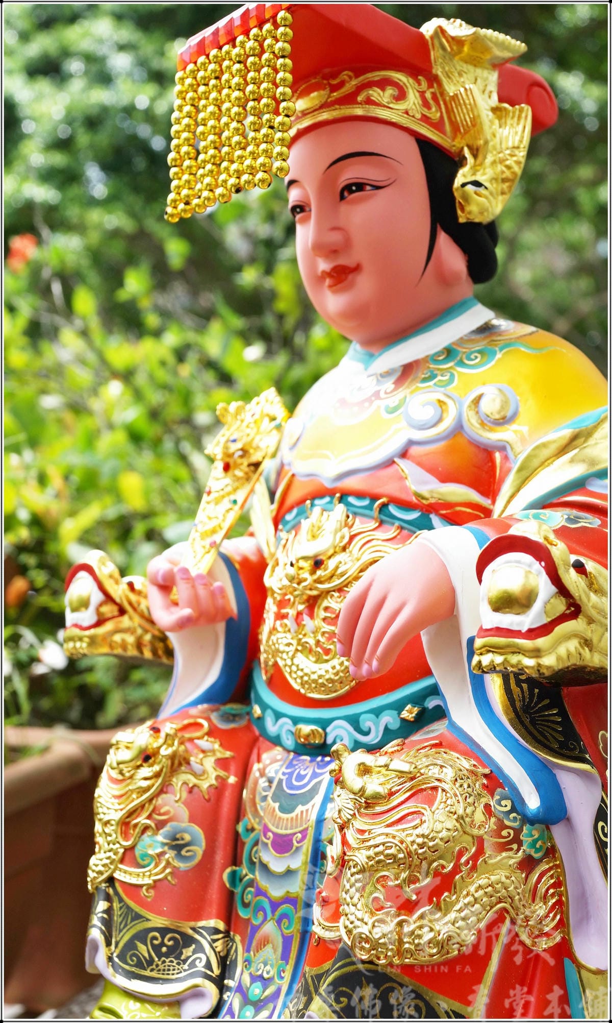 新發神藝-媽祖娘娘(橘底袍．金身．黑面創作)