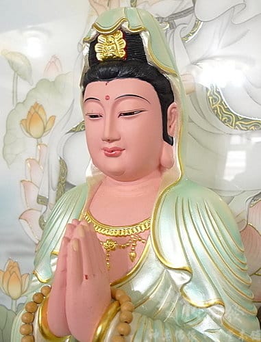 神發神藝-合掌觀音．白衣觀音大士(尺六原色．珍珠白作品)