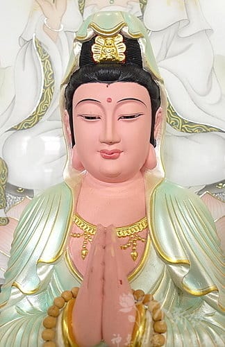 神發神藝-合掌觀音．白衣觀音大士(尺六原色．珍珠白作品)