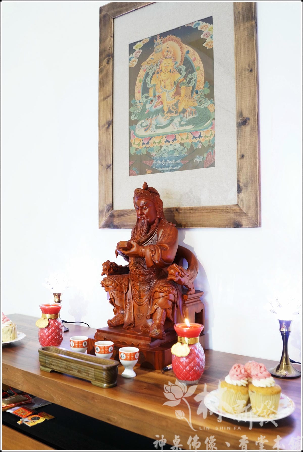 新發神藝-關聖帝君(生意人的財神/恩主公．美洲綠檀木作品)