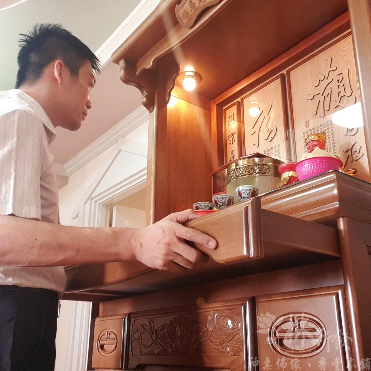 佛堂設計-台灣手工檜木佛櫥(本色．紫檀色)/二尺九．三尺六．
