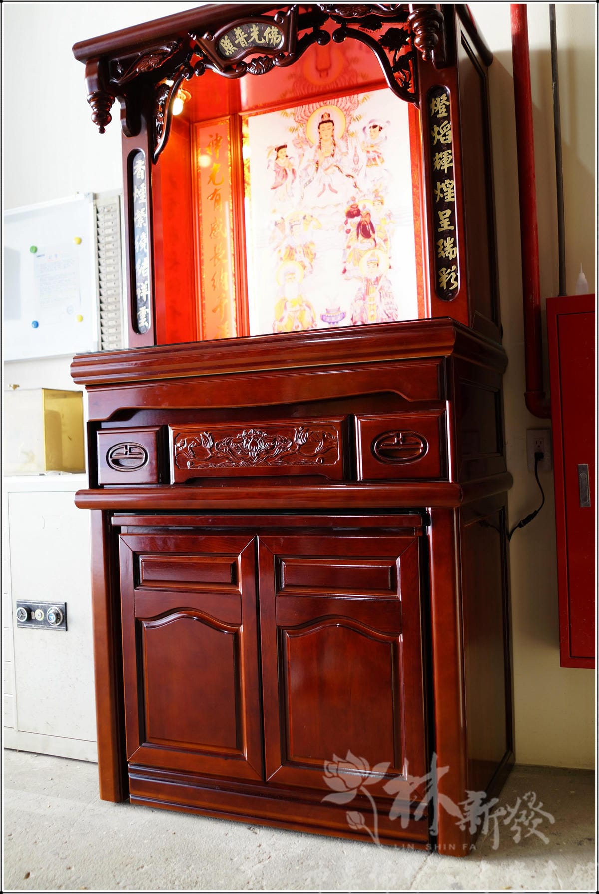 佛堂設計-台灣手工檜木佛櫥(本色．紫檀色)/二尺九．三尺六．