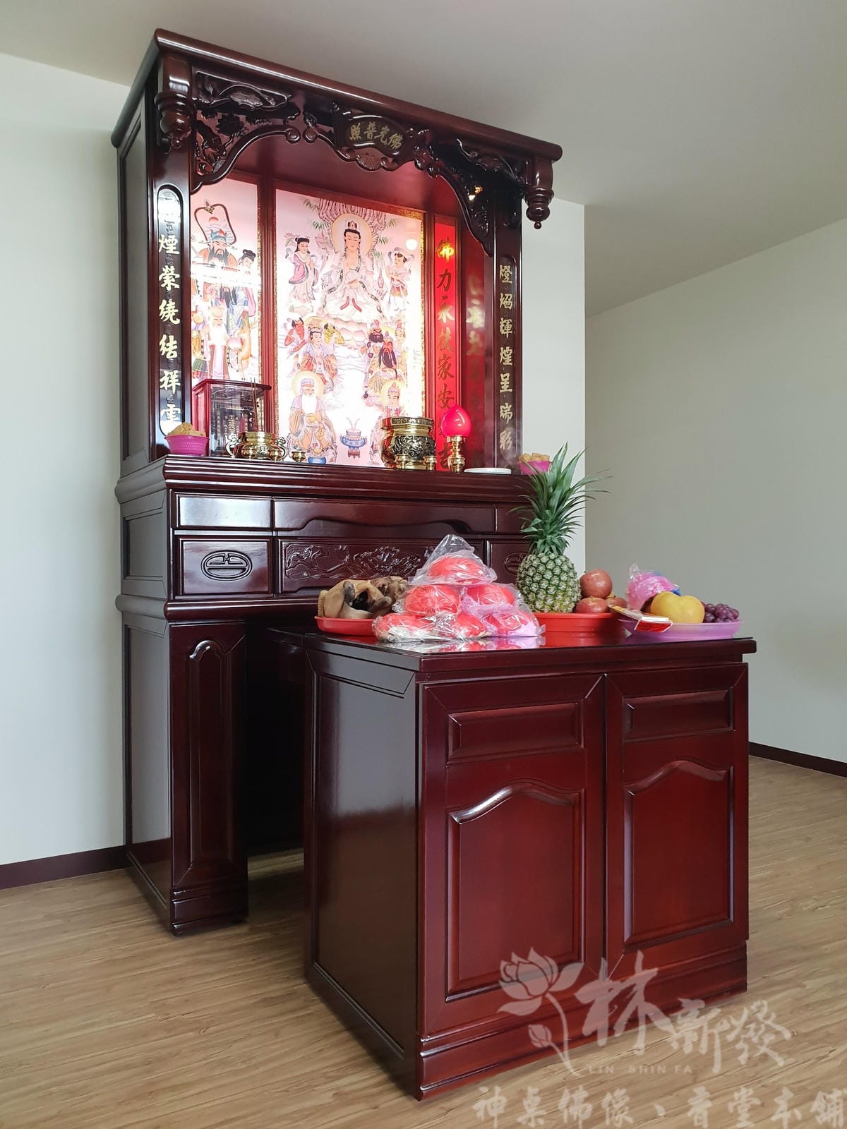 佛堂設計-台灣手工檜木佛櫥(本色．紫檀色)/二尺九．三尺六．