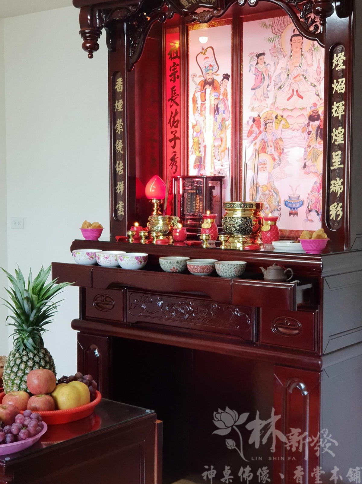 佛堂設計-台灣手工檜木佛櫥(本色．紫檀色)/二尺九．三尺六．