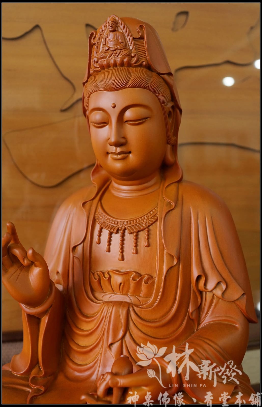 新發神藝-佛法泓光全蓮觀音(原色．按金身．外加五佛冠)