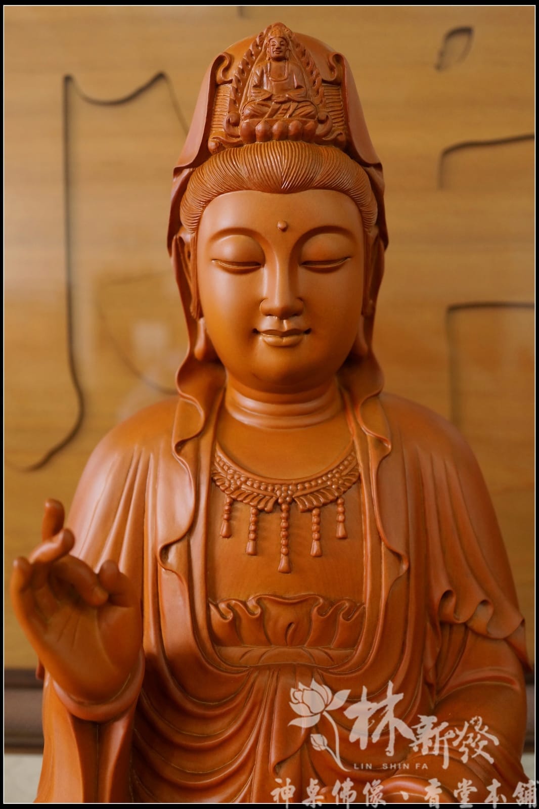 新發神藝-佛法泓光全蓮觀音(原色．按金身．外加五佛冠)