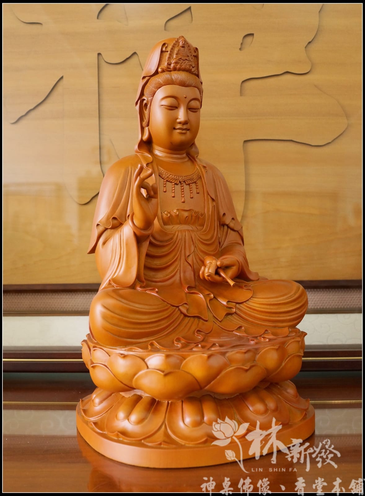 新發神藝-佛法泓光全蓮觀音(原色．按金身．外加五佛冠)