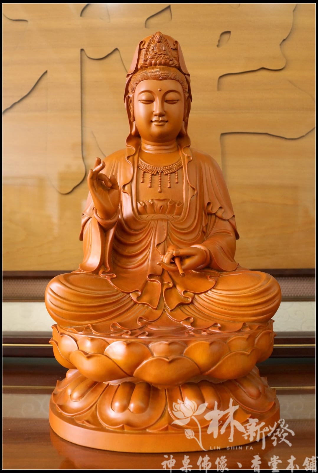 新發神藝-佛法泓光全蓮觀音(原色．按金身．外加五佛冠)