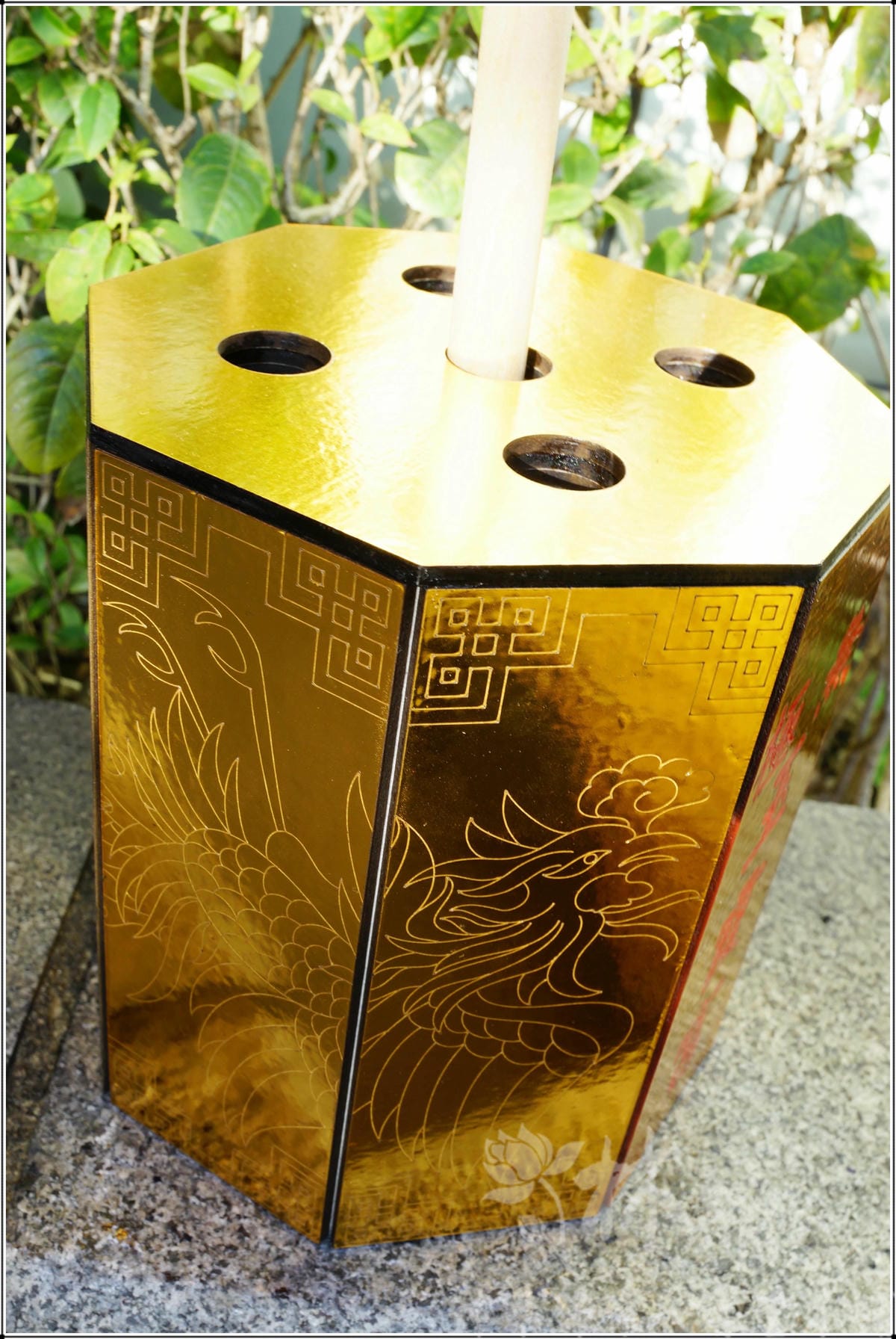 手工旗座/兵器架-神威顯赫款．八卦款．雙龍拱護．雙鳳牡丹．九