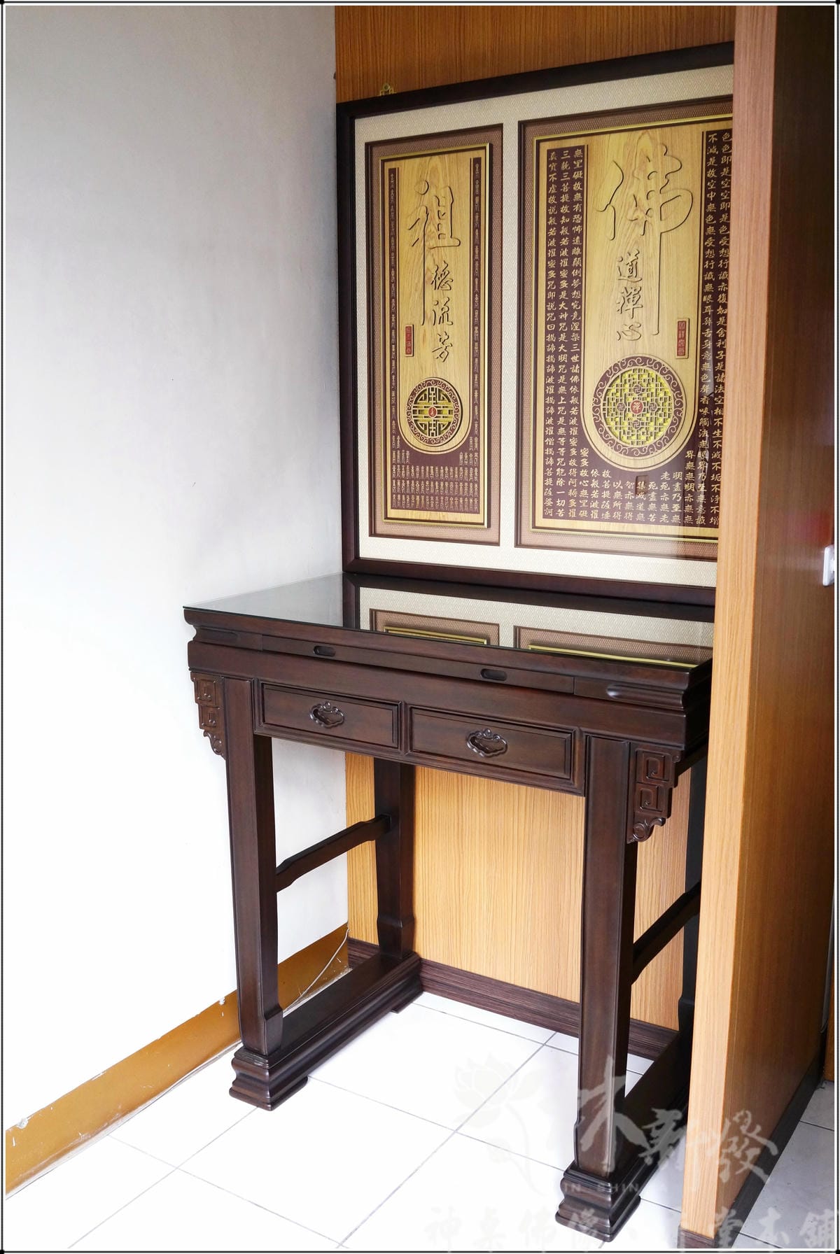 檜木神聯/字雕創作-「佛道禪心/萬字禪(富貴吉祥雕刻聯)」