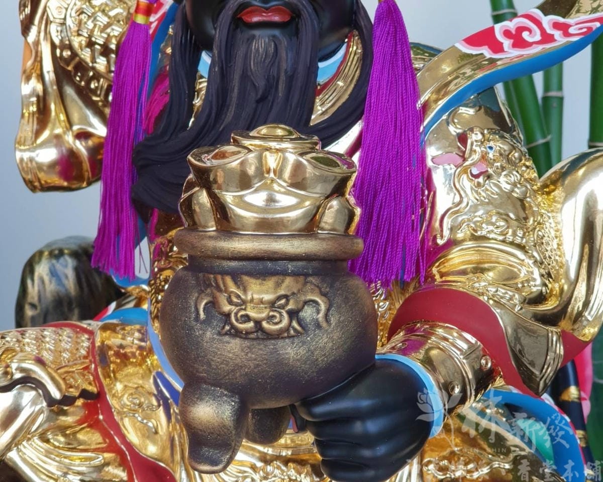 新發神藝-聚寶全虎體武財神(南彩．描金．按金)