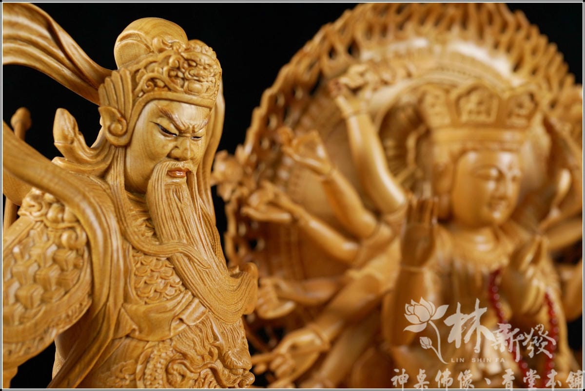 新發神藝-準堤佛母(台灣檜木佛法全蓮體．總高尺六)