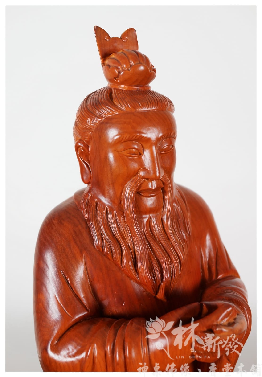 新發神藝-孔子像(尺六紅豆杉木)．倉頡