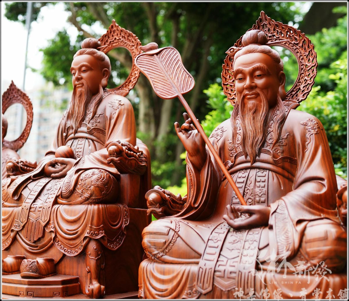 神發神藝-三清道祖(美洲綠檀木/元始天尊．靈寶天尊．道德天尊
