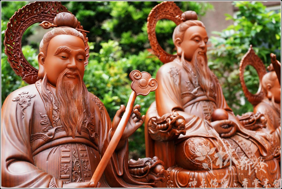 神發神藝-三清道祖(美洲綠檀木/元始天尊．靈寶天尊．道德天尊