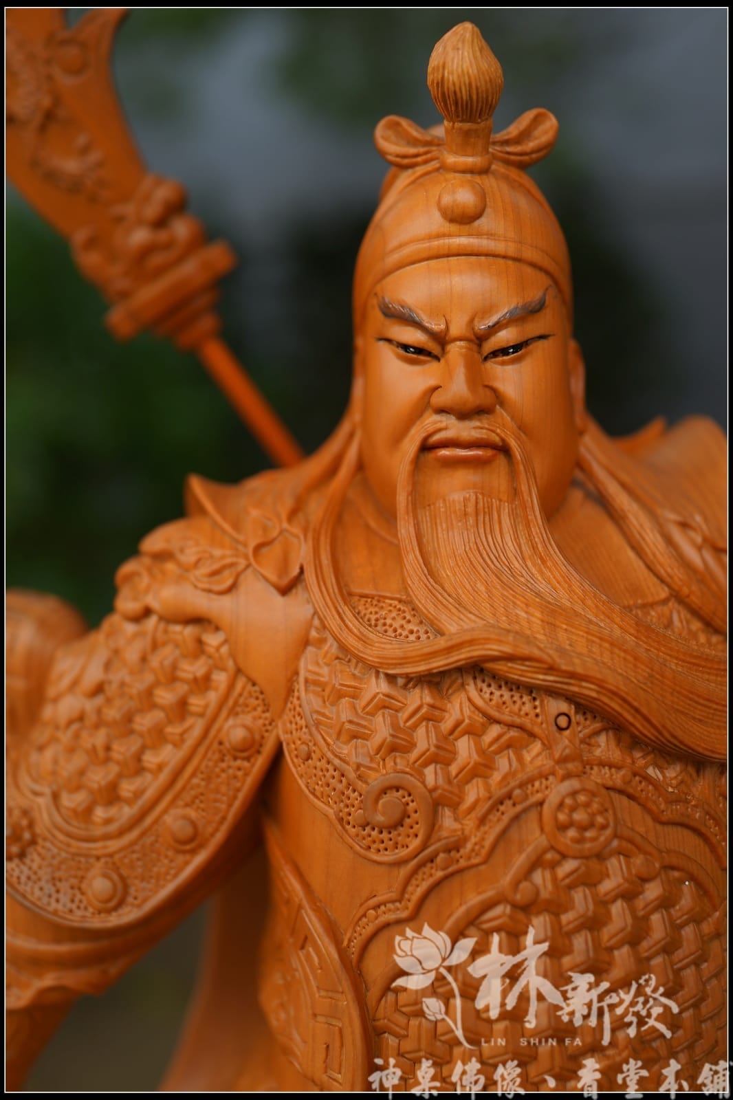 新發神藝-關公威震十方(台檜/黑檀木48公分作品)