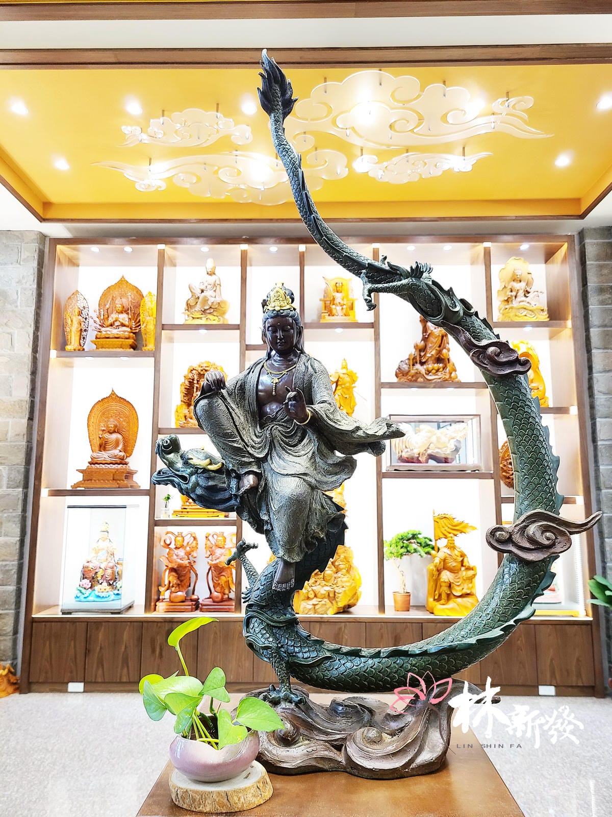 植物 與 龍觀音 銅雕