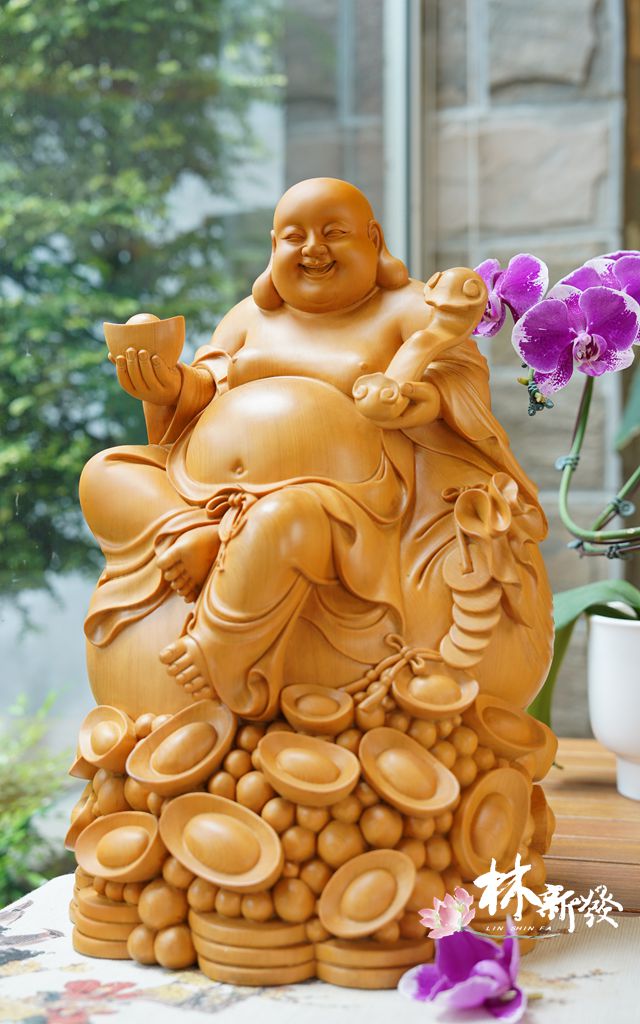 NEWDSC00002 錢多多彌勒|笑口常開福氣滿滿.台灣檜木:圖片 1